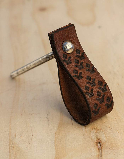 Leather Cabinet Door Handles and Drawer Knobs - Brown